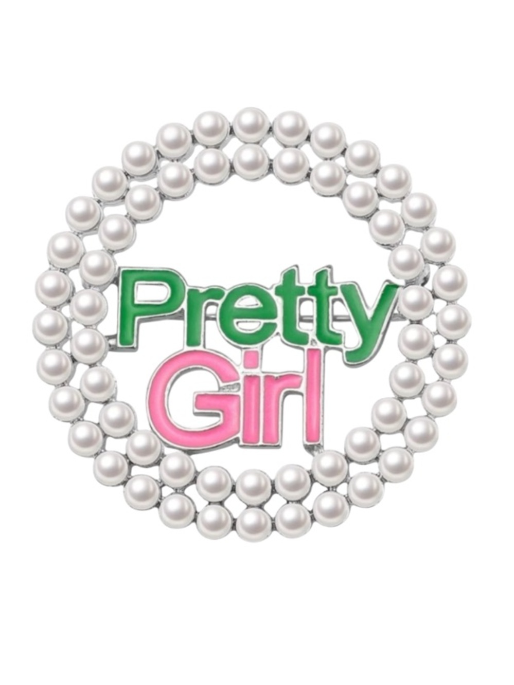 Alpha Kappa Alpha AKA Pretty Girl Round Brooch Pin NWT Pink Green Sorority Gift - Picture 3 of 7